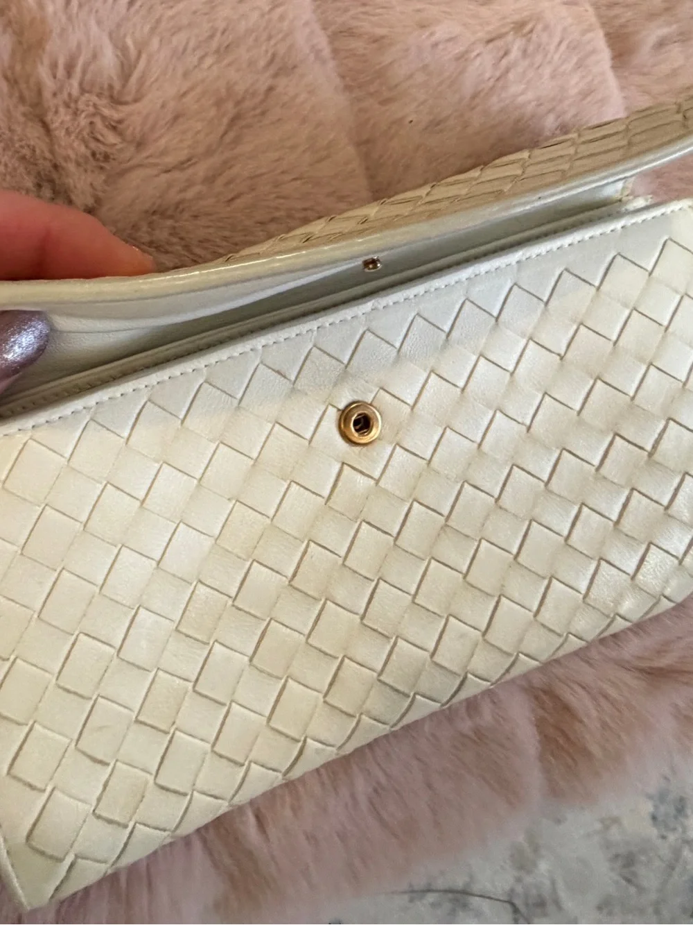 Bottega Veneta Cream Intrecciato Leather Fold-Over Wallet